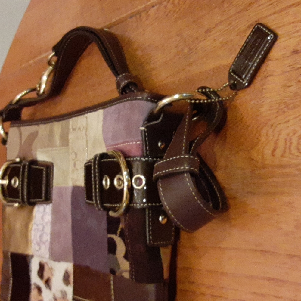 Coach Multi Patchwork Suede Leather Hobo Crossbod… - image 2